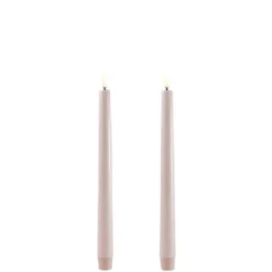 UYUNI LED 2-pak Kronelys m. 3D flamme 25 cm Beige