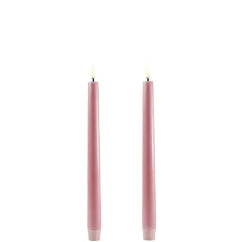 UYUNI LED 2-pak Kronelys m. 3D flamme 25 cm Dusty rose