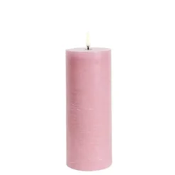 UYUNI LED Pillar Bloklys m. 3D flamme Ø7.8x20 cm Dusty rose