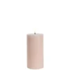 UYUNI LED Pillar Bloklys m. 3D flamme Ø7.8x15 cm Beige