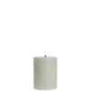UYUNI LED Pillar Bloklys m. 3D flamme Ø7.8x10 cm Dusty green