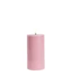 UYUNI LED Pillar Bloklys m. 3D flamme Ø7.8x15 cm Dusty rose
