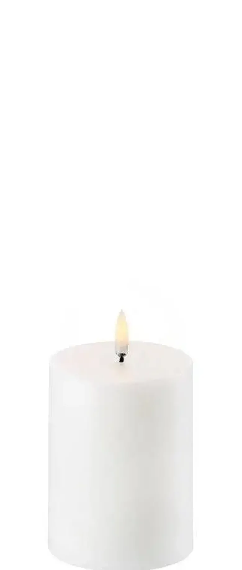 UYUNI LED Pillar Bloklys m. 3D flamme Ø7.8x10 cm (Nordic White)