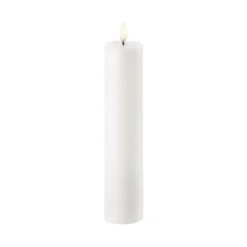 UYUNI LED Pillar Bloklys m. 3D flamme Ø5x22 cm (Nordic White)